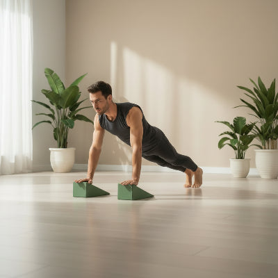 Brique pour yoga un homme fait du pilates