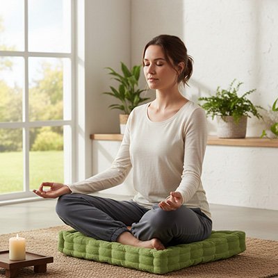 Coussin yoga méditation vert