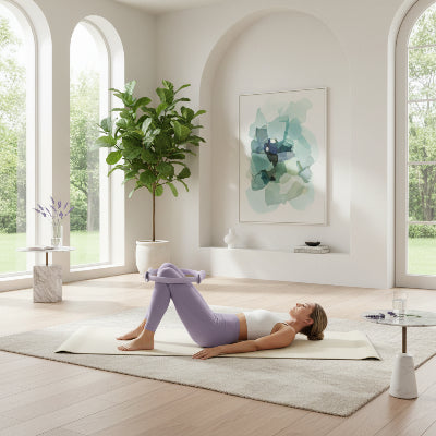 anneau de pilates femme fait du pilates au salon