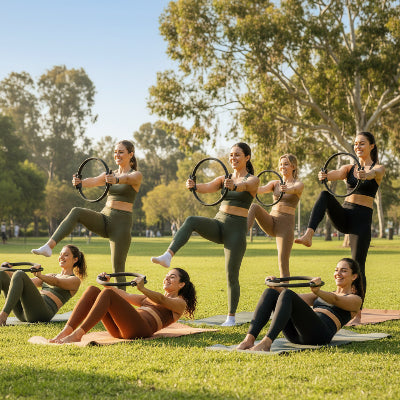 anneau de pilates groupe fait du pilates au parc