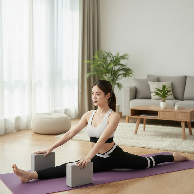 brique yoga fille qui performe dans son salon
