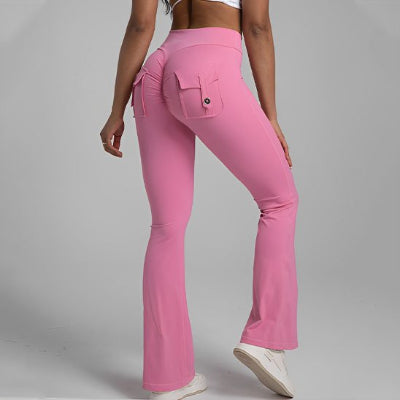 Legging sport femme rose poches pratiques
