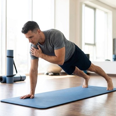 Tapis de sport homme fait du sport