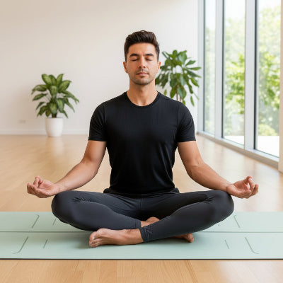 Tapis yoga épais un homme fait du yoga