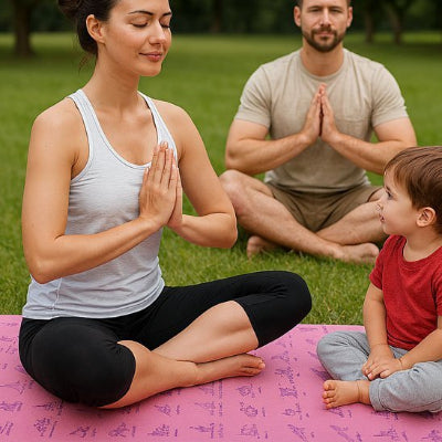 Tapis yoga une famille se pratique au parc