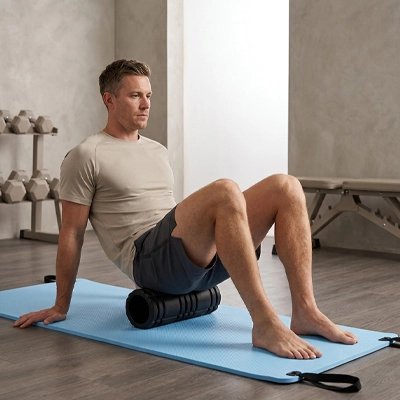 Tapis yoga un homme fait des exercices au gym