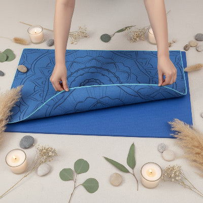 tapis yoga imprimable bleu marine