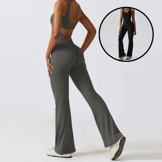 tenue yoga gris juste au corps confortable