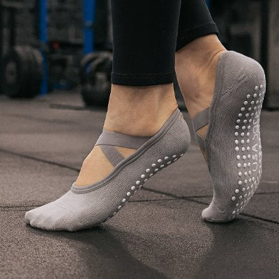 Yoga chaussettes gris antidérapantes