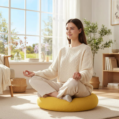 Zafu coussin rond pour yoga et méditation à la maison et dehors