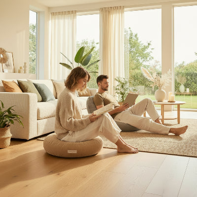 Zafu rond pratique aussi pour la lecture et détente