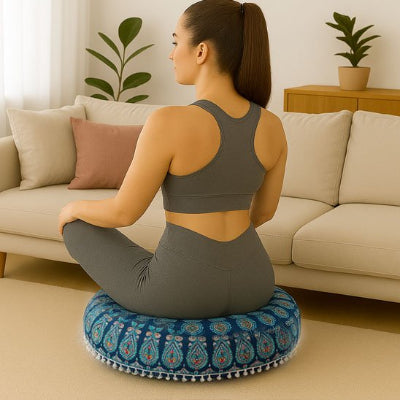 Zafu pour yoga et méditation mondala utilisable à la maison